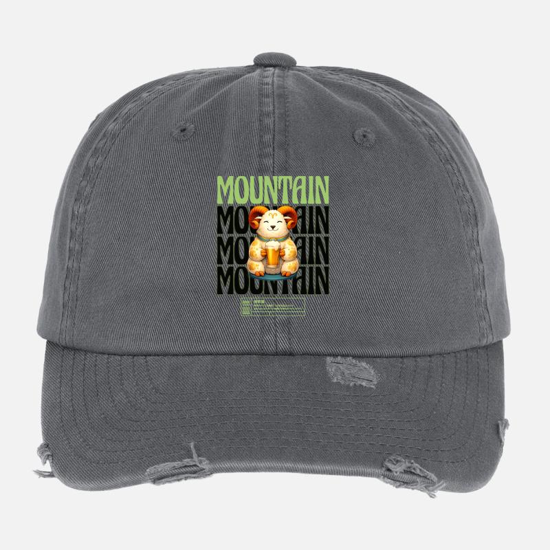 Biertrinkender Bergramm Motiv Flexfit Vintage Destroyed Cap