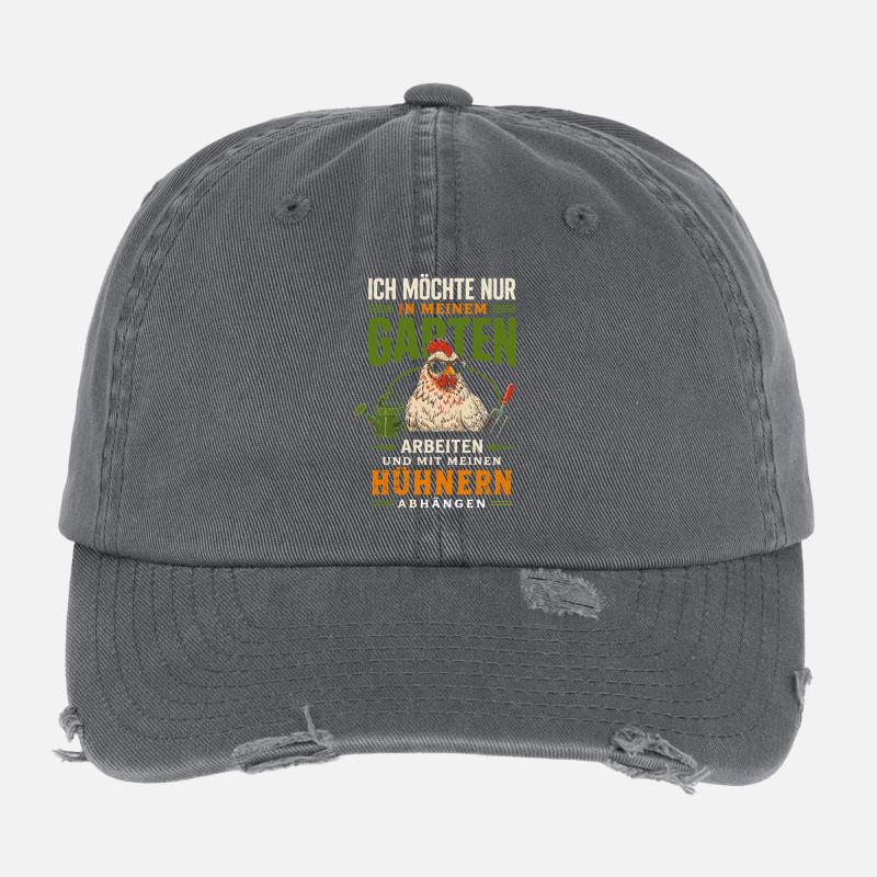 Gartenarbeit mit Hühnern Abhängen Flexfit Vintage Destroyed Cap