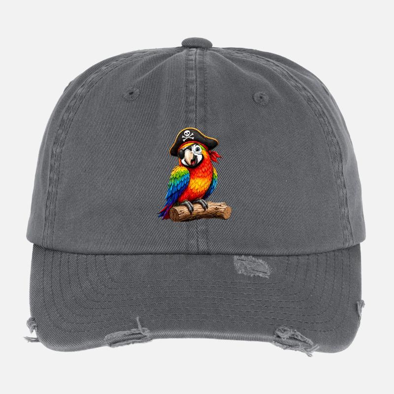 Perroquet pirate coloré avec cache-œil pour enfants Casquette vintage effet usé Flexfit