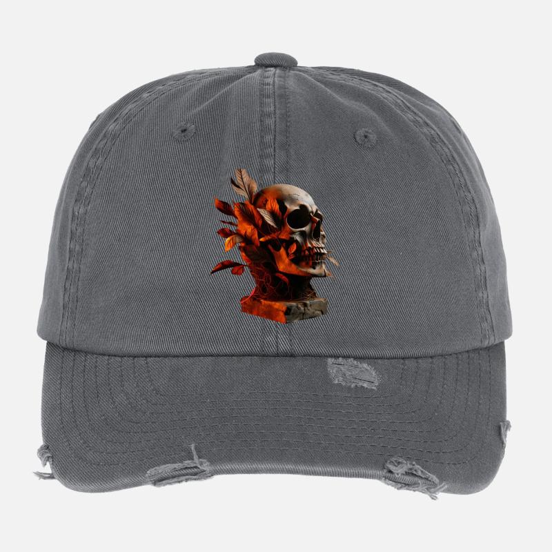 Crâne d’automne avec feuillage Casquette vintage effet usé Flexfit