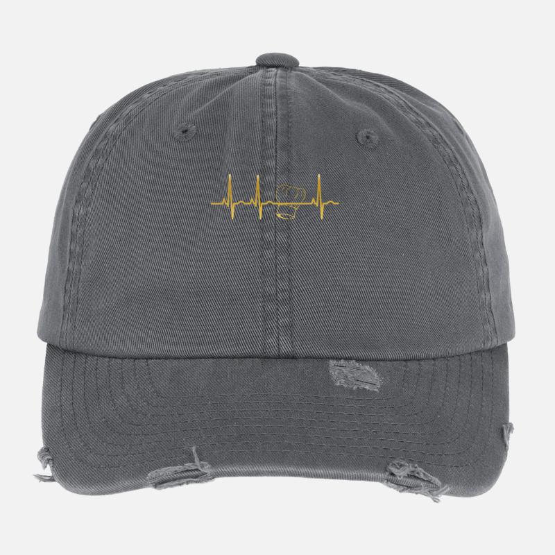 evolution ekg heartbeat kochen kochn koechin cook Flexfit Vintage Destroyed Cap