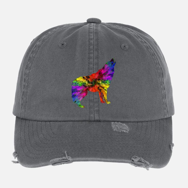 Wolf rainbow - Flexfit Vintage Destroyed Cap - dark grey