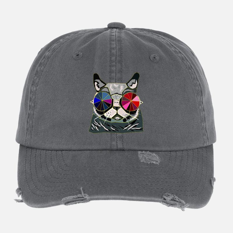 Coole Katze Geschenkidee Flexfit Vintage Destroyed Cap