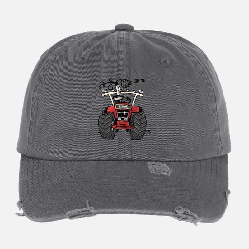 0143 red tractor 1255 Flexfit Vintage Destroyed Cap