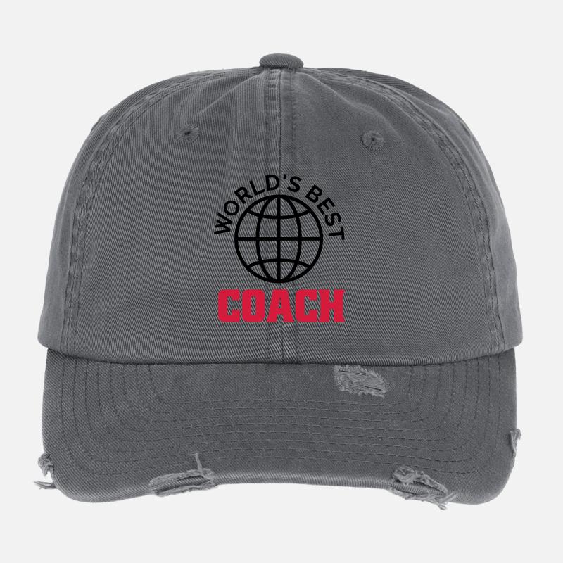 worlds best coach Flexfit Vintage Destroyed Cap