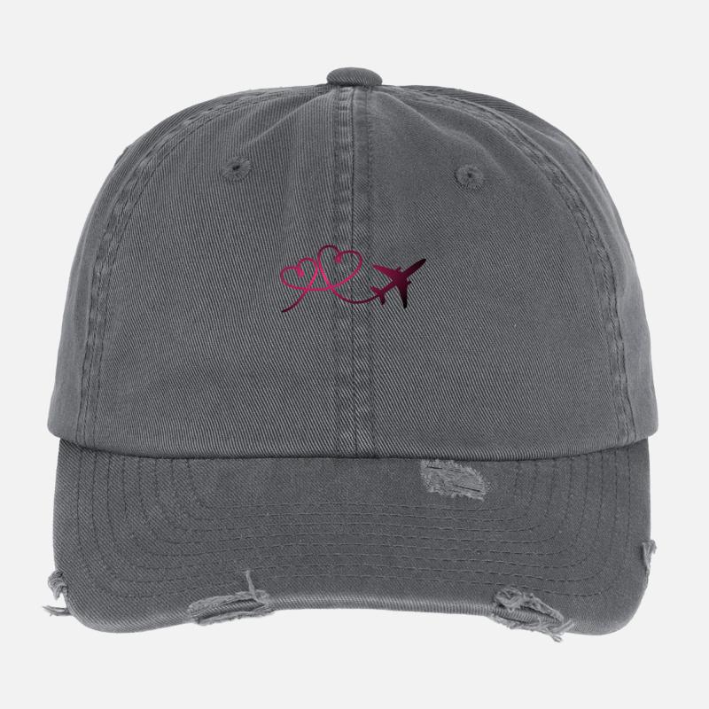 Flugzeug Flieger mit Herz Pilot Flexfit Vintage Destroyed Cap