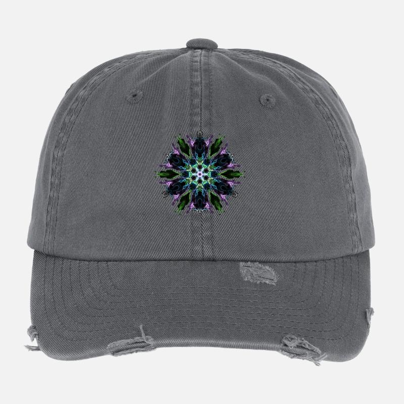 Purple Flower - Flexfit Vintage Destroyed Cap - Dunkelgrau