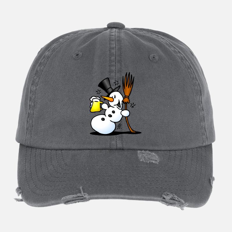 Schneemann mit einem Drink Flexfit Vintage Destroyed Cap