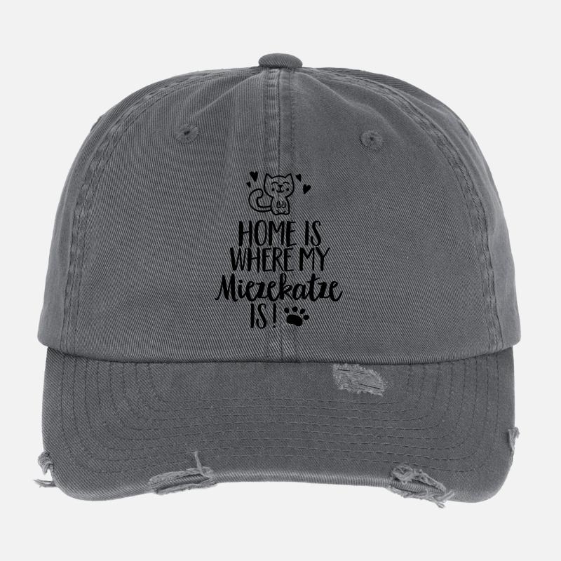 Home is where my Miezekatze is! - Katze - Haustier Flexfit Vintage Destroyed Cap