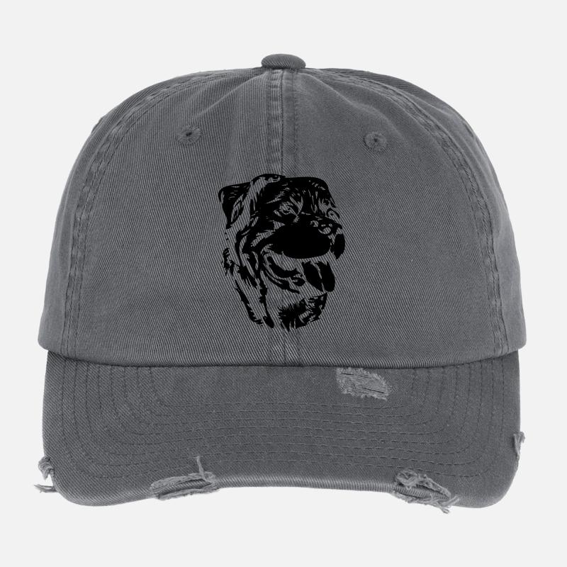 Rottweiler Kopf Flexfit Vintage Destroyed Cap