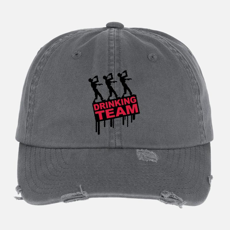 Drunken Party Zombies Drinking Team Flexfit Vintage Destroyed Cap