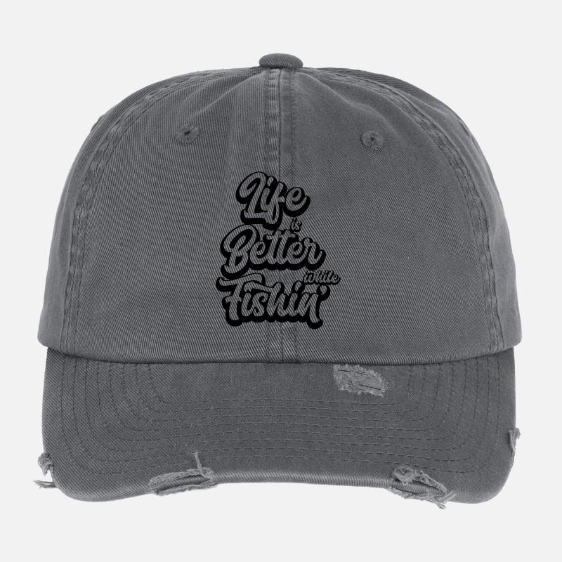 Life Is Better While Fishin' Flexfit Vintage Destroyed Cap