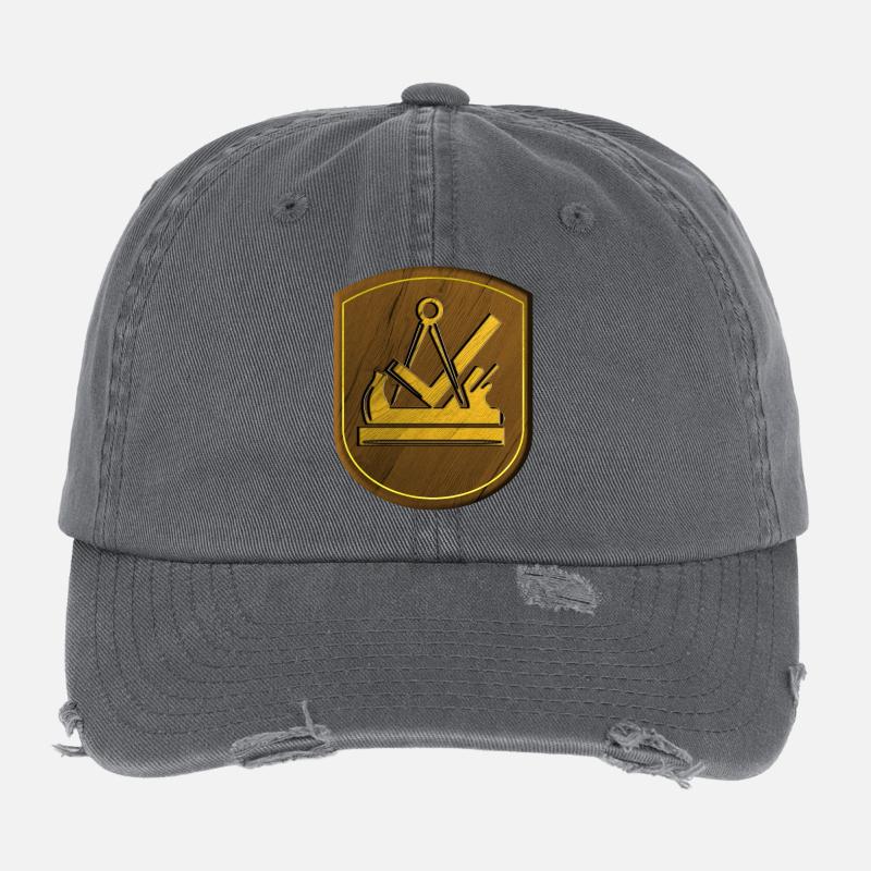 Guild sign carpenter carpenter 3D wood emblem Flexfit Vintage Destroyed Cap