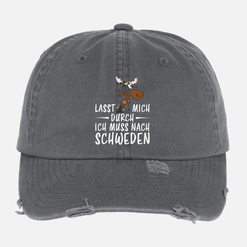 Schweden - Lasst mich durch - Flexfit Vintage Destroyed Cap - Dunkelgrau