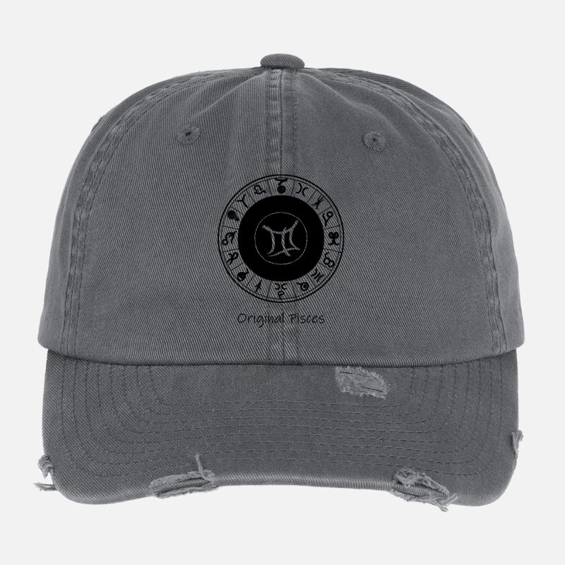 Sternzeichen Fische 002 schwarz Flexfit Vintage Destroyed Cap