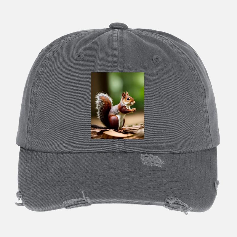 Cooles Comic Portrait wildes rotes Eichhörnchen majestätisch Flexfit Vintage Destroyed Cap