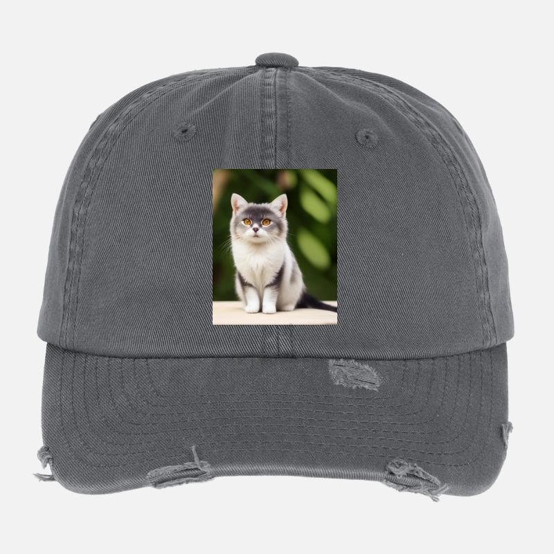 white persian cat Flexfit Vintage Destroyed Cap