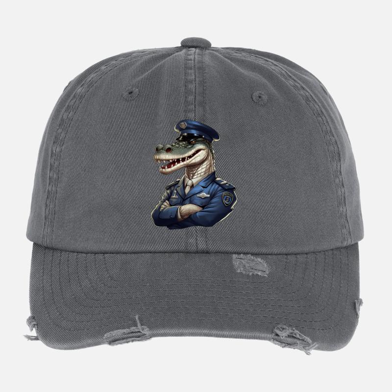 Crocodile Policeman Flexfit Vintage Destroyed Cap