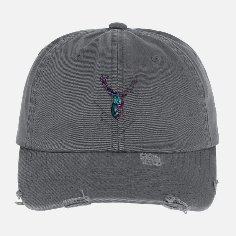 Geometric Deer – Modern Nature Design Flexfit Vintage Destroyed Cap