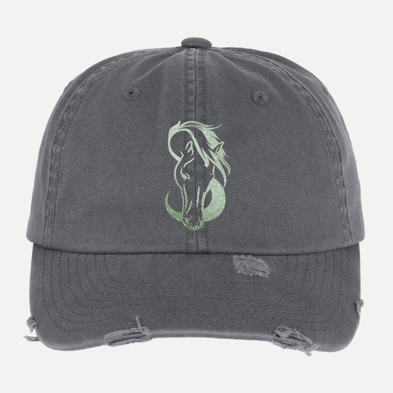 silhouette Cheval amour infini - Casquette vintage effet usé Flexfit - charbon