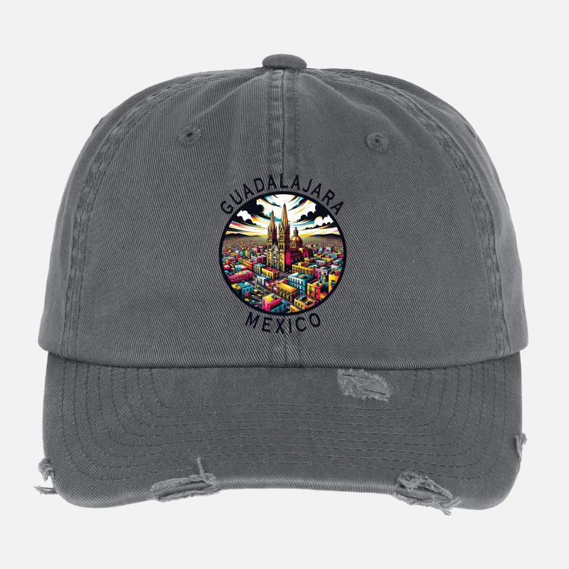 Guadalajara Mexiko Städte Design Flexfit Vintage Destroyed Cap