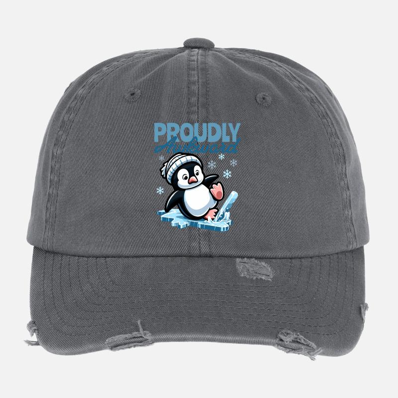 Proudly Awkward – Cute Penguin Slips on the Egg Flexfit Vintage Destroyed Cap