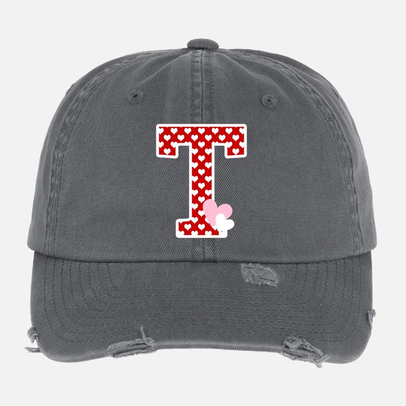 Buchstabe t Herz Flexfit Vintage Destroyed Cap