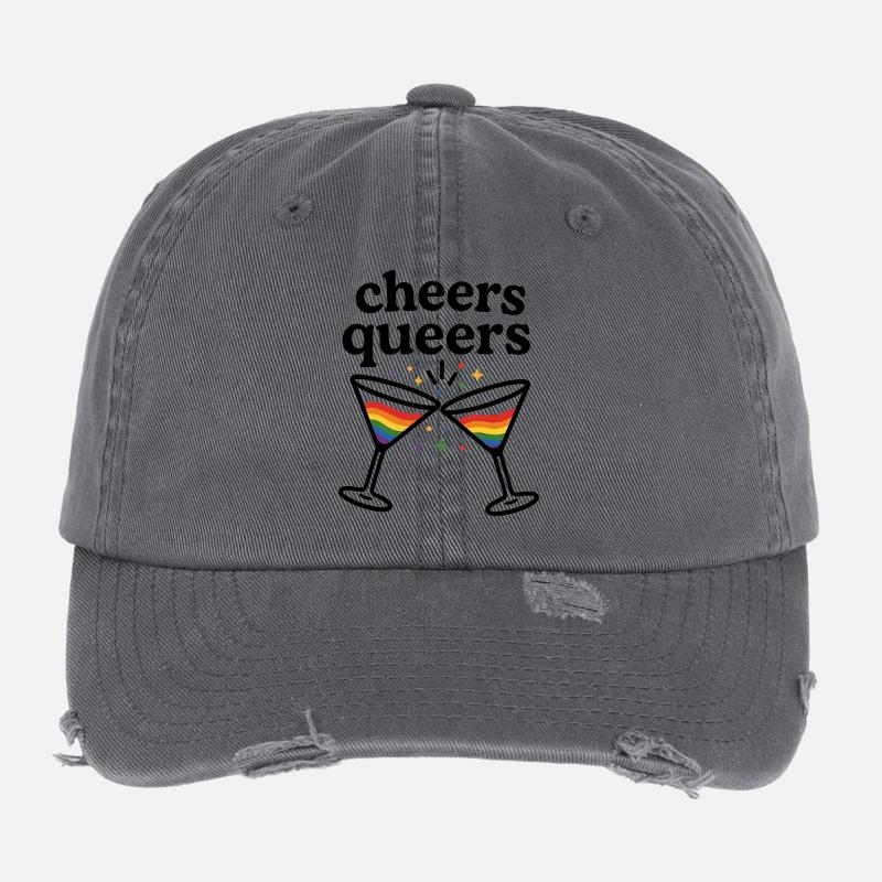 Cheers Queers – Conception de cocktail Pride Casquette vintage effet usé Flexfit