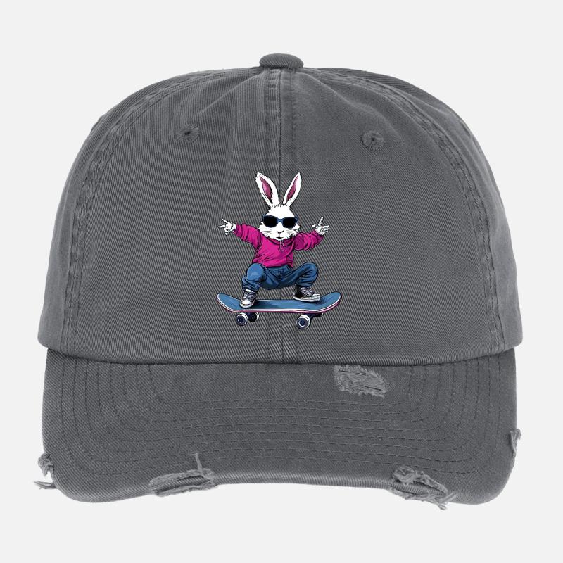 Lapins de skateboard Casquette vintage effet usé Flexfit