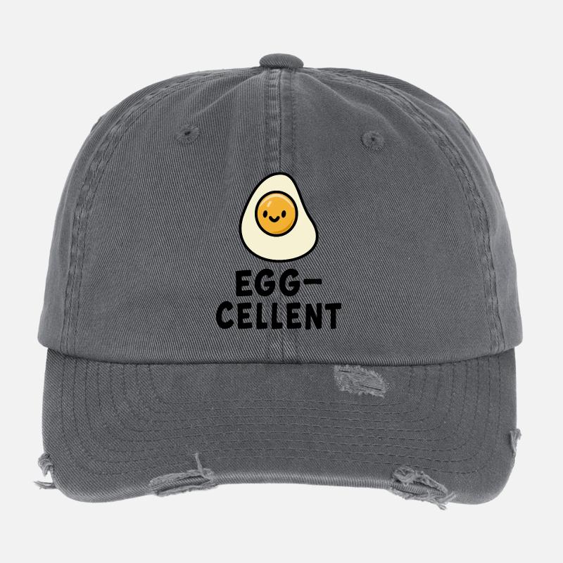 Cute Sunny Side Egg Illustration Flexfit Vintage Destroyed Cap