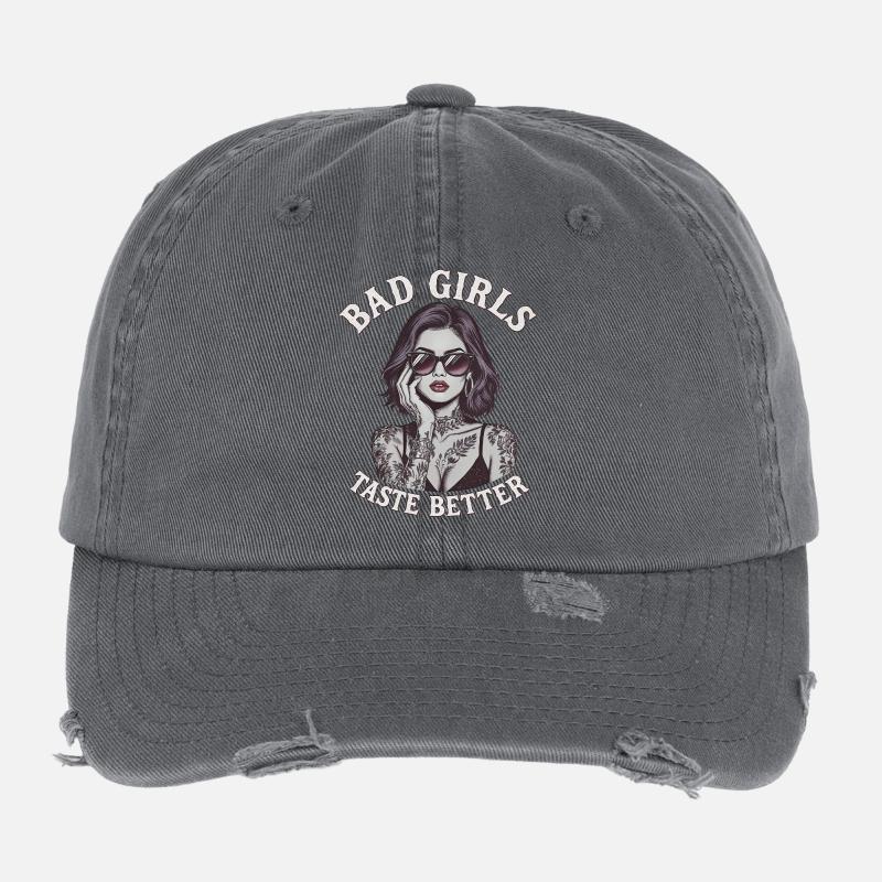 Böse Mädchen schmecken besser Tätowierte Mädchen B Flexfit Vintage Destroyed Cap