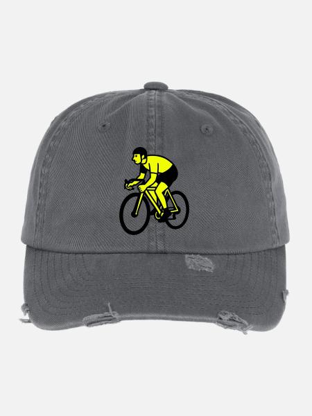 Neon Wheel Silhouette Cyclist - Flexfit Vintage Destroyed Cap - dark grey - Front