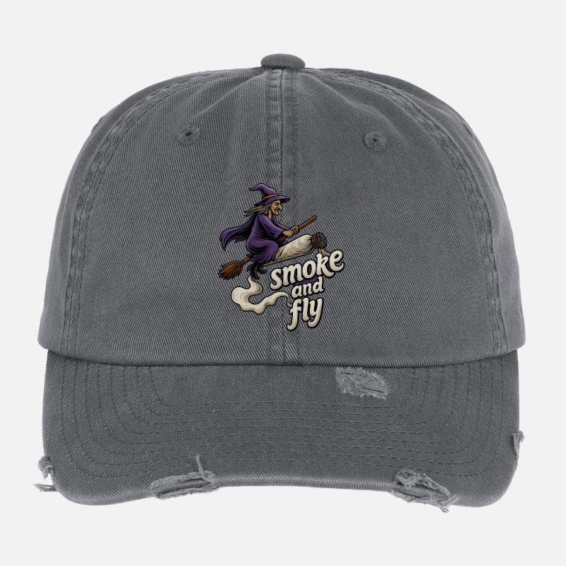 Sorcière sur le balai vole haut Casquette vintage effet usé Flexfit