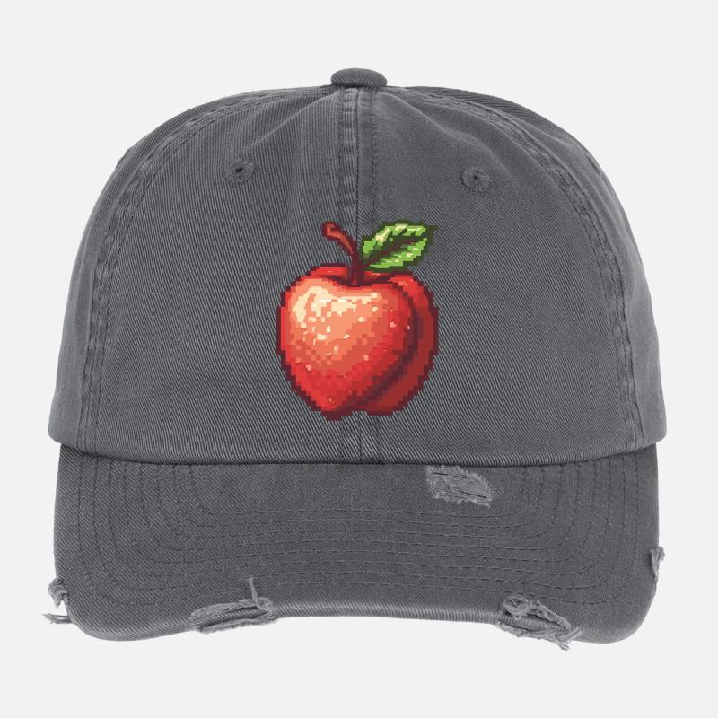Retro Pixel Apfel Flexfit Vintage Destroyed Cap