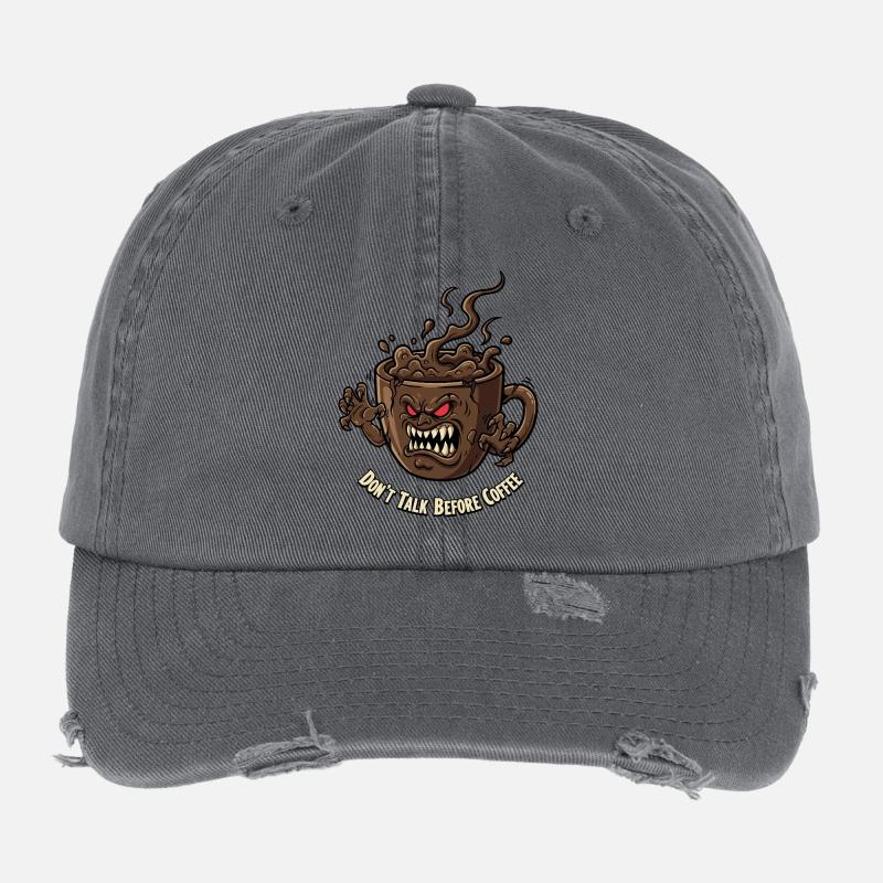 Angry coffee cup before coffee Flexfit Vintage Destroyed Cap