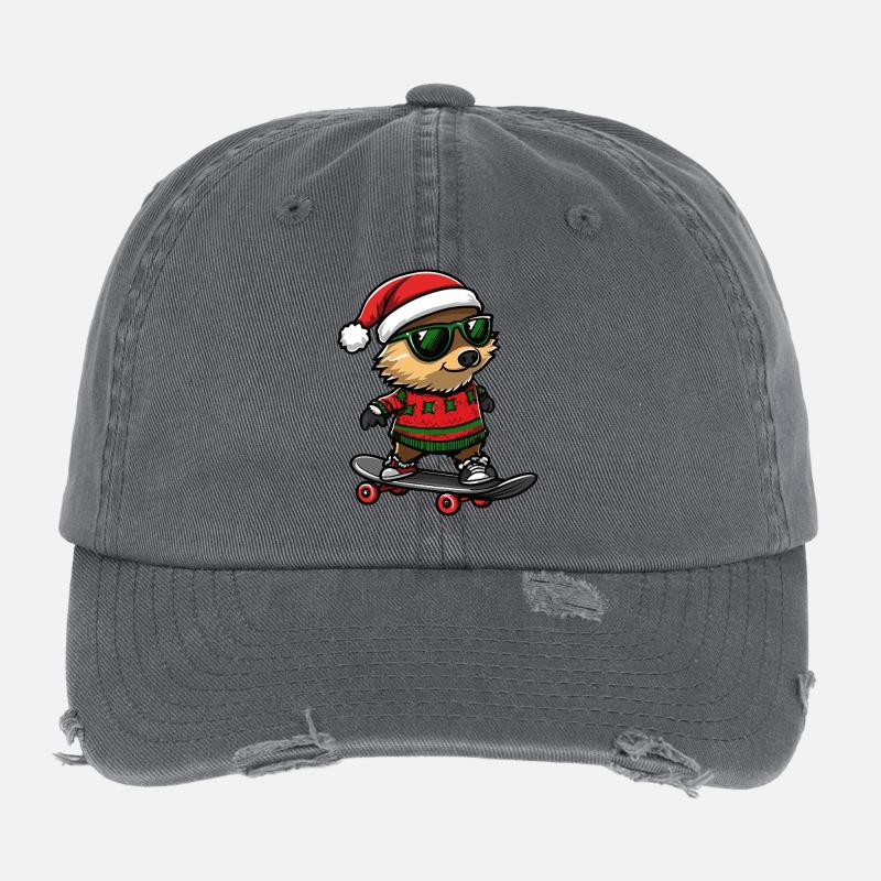 Hérisson Noël Drôle Casquette vintage effet usé Flexfit