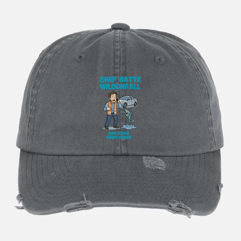 Chef Hatte Wildunfall Fisch Illustration  Flexfit Vintage Destroyed Cap