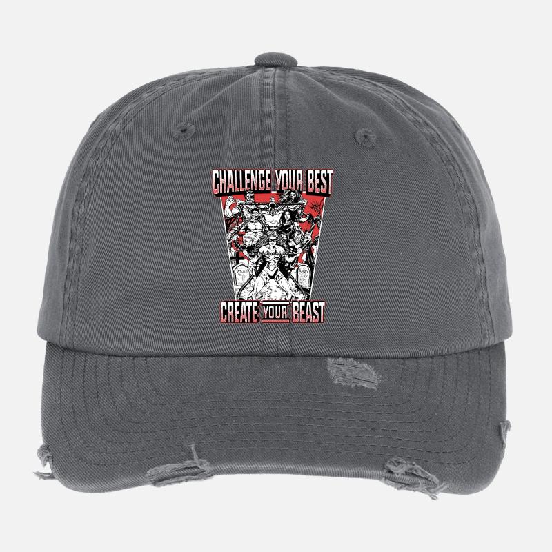 CYB - Backprint - Black/White/Red - Challenge Flexfit Vintage Destroyed Cap