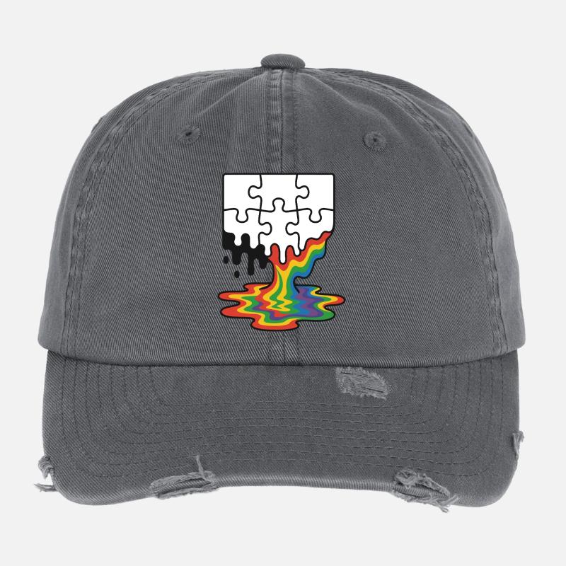 Rainbow Melt Puzzle Splash Flexfit Vintage Destroyed Cap