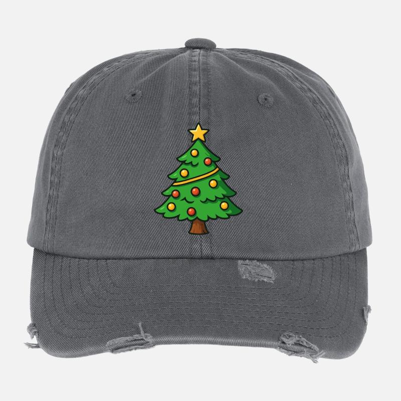 Weihnachtsbaum mit Stern Flexfit Vintage Destroyed Cap
