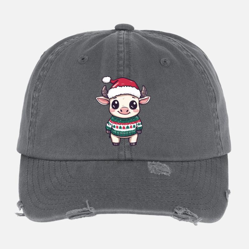 Noël de Noël Taureau Casquette vintage effet usé Flexfit