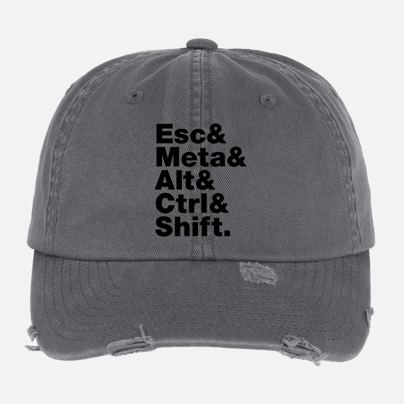 Esc & Meta & Alt & Ctrl & Shift Flexfit Vintage Destroyed Cap