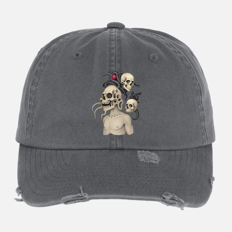 SKULL #3 - dark hell Flexfit Vintage Destroyed Cap