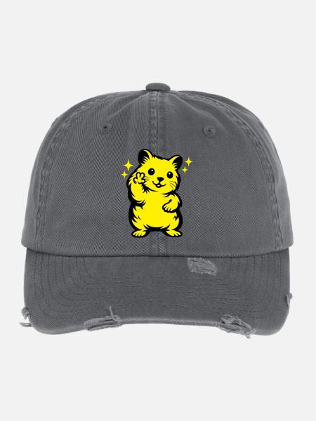 Dessin animé de hamster - Casquette vintage effet usé Flexfit - charbon