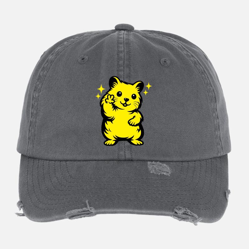 Hamster Cartoon - Flexfit Vintage Destroyed Cap - Dunkelgrau