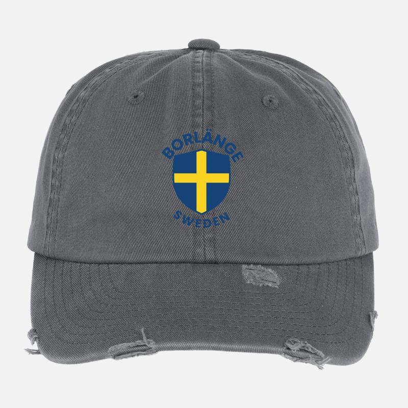 Borlänge Shield: Swedish flag design Flexfit Vintage Destroyed Cap