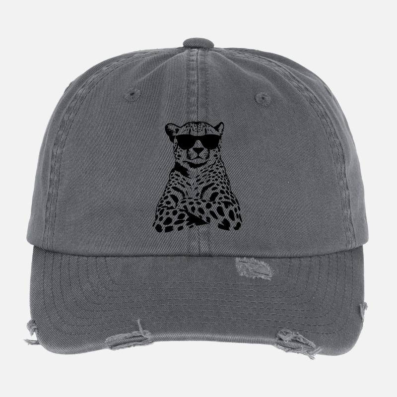 Motif des lunettes de soleil léopard Chef en noir et blanc Casquette vintage effet usé Flexfit