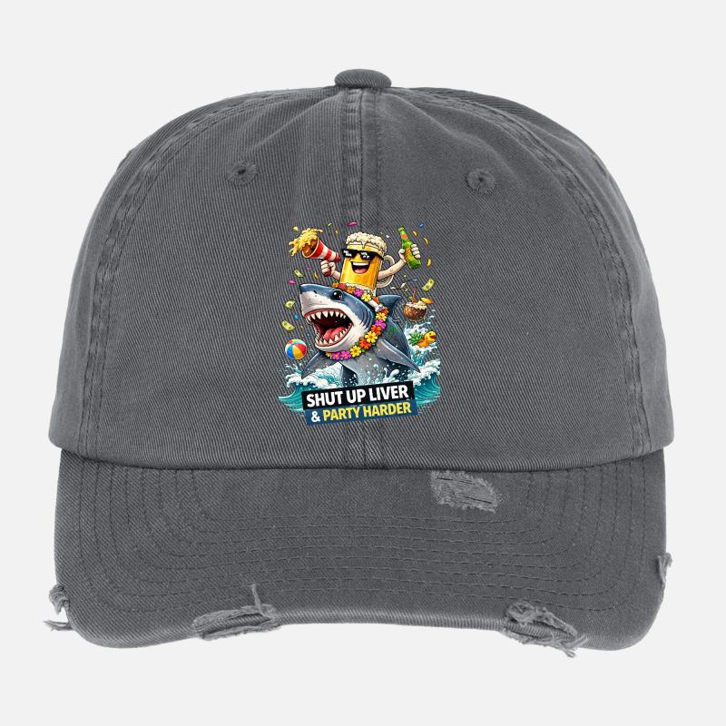 Fête du requin : Shut Up Liver Tee Casquette vintage effet usé Flexfit