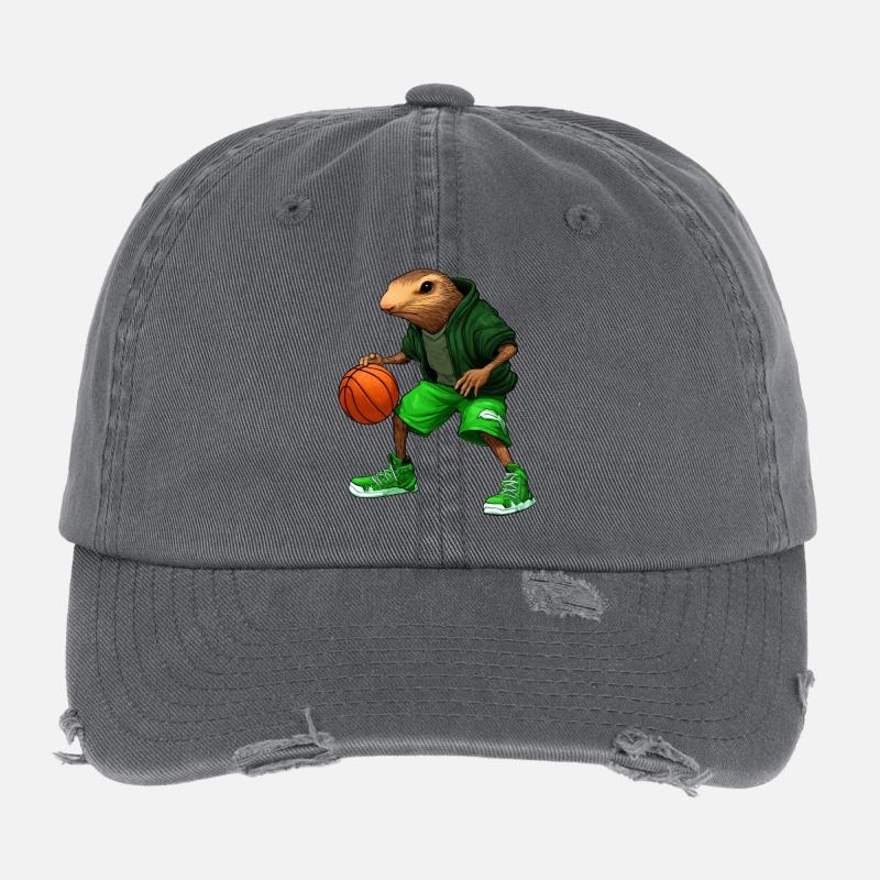 Mole Basketball Player Flexfit Vintage Destroyed Cap