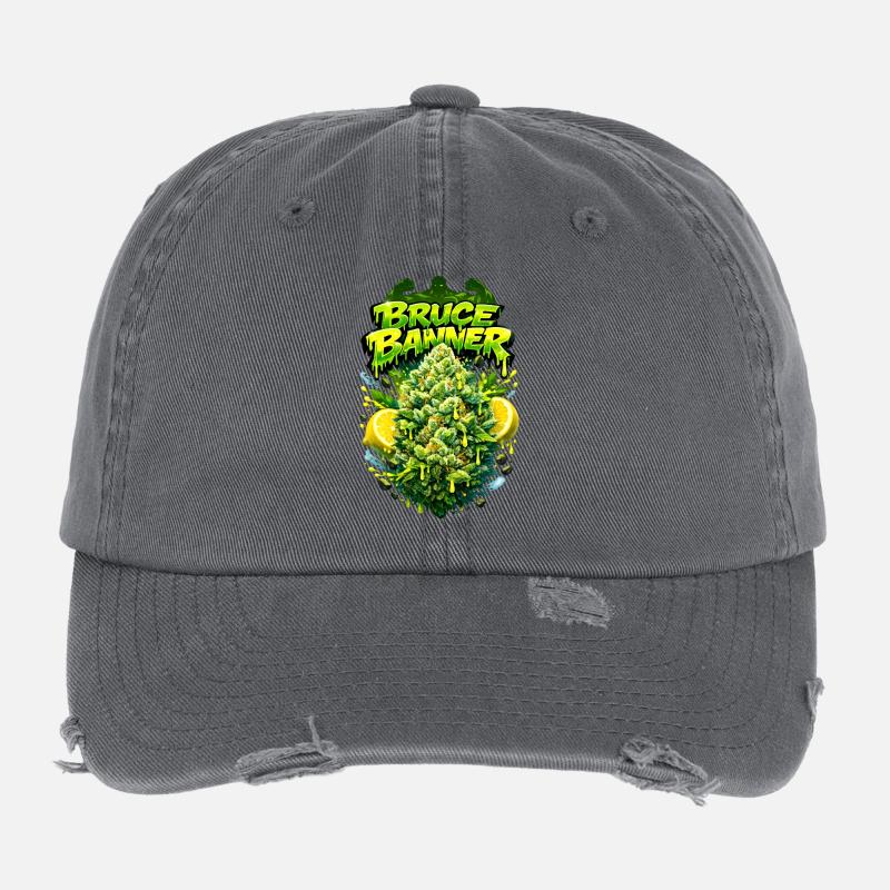 Gravure graffiti BB Strain Casquette vintage effet usé Flexfit